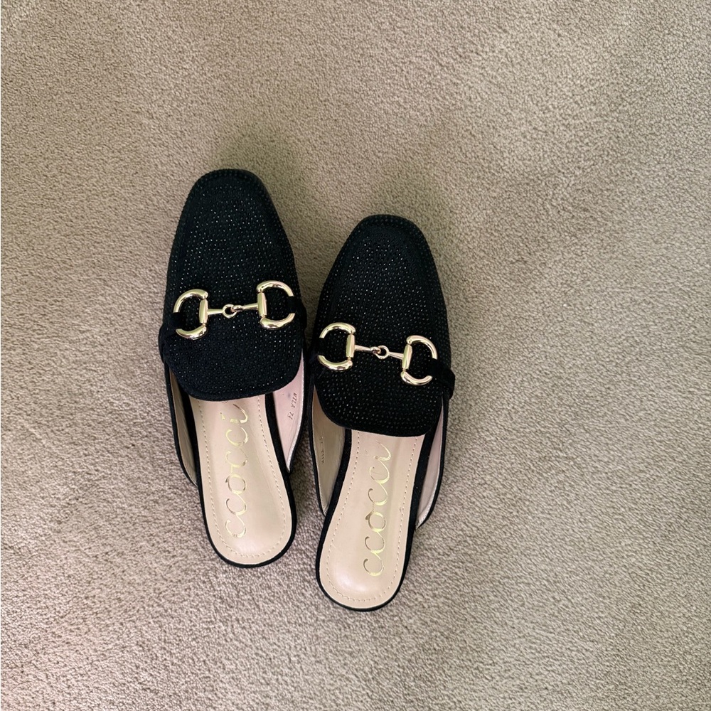 CCOCCI Black Loafers with Gold Buckle